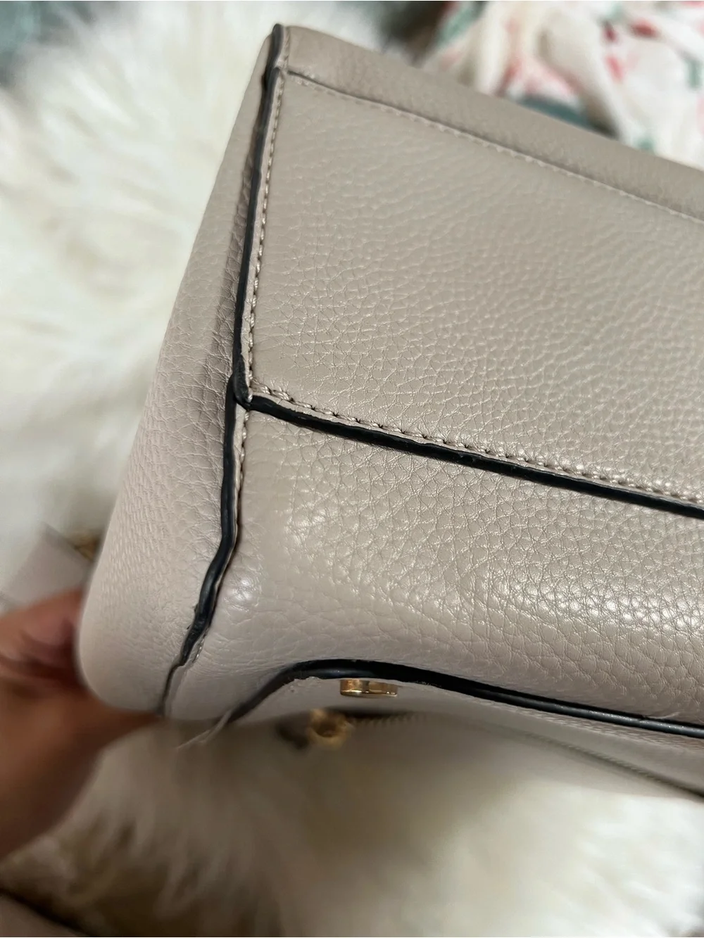 Aldo Pebbled Leather Backpack in Light Beige with Gold Hardware